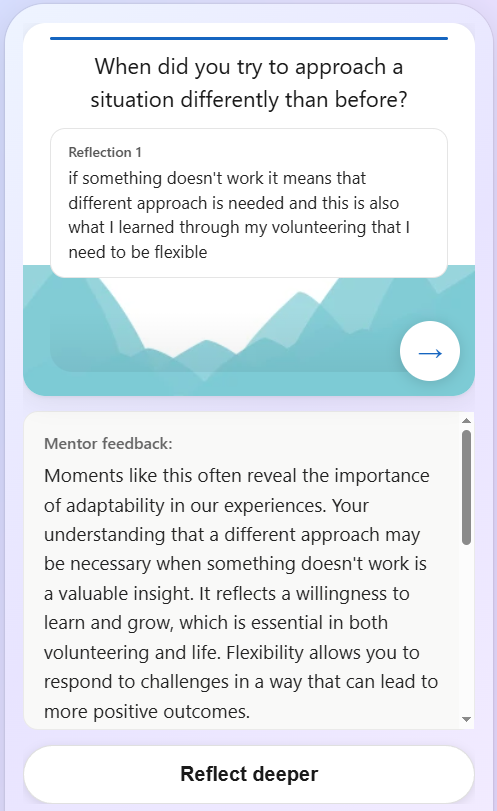 Mentor feedback in EVE app